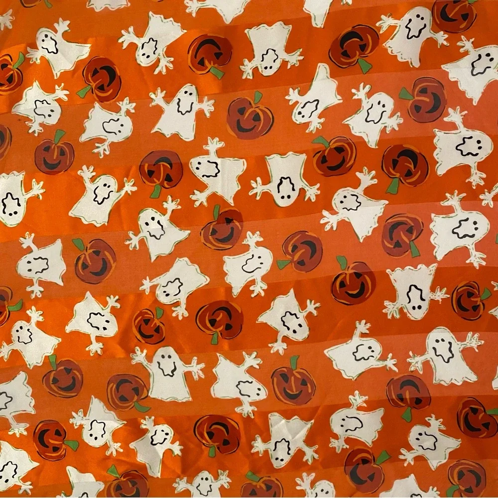 ECHO SCARF HALLOWEEN PUMPKINS GHOSTS ORANGE BLACK WHITE SQUARE SILK?